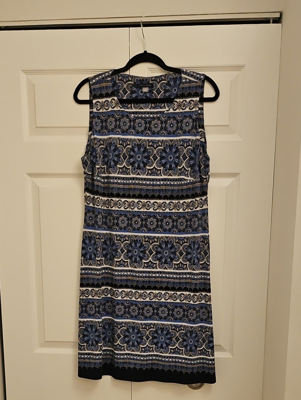 Tommy Hilfiger Navy and White Floral Stripe Sleeveless Dress